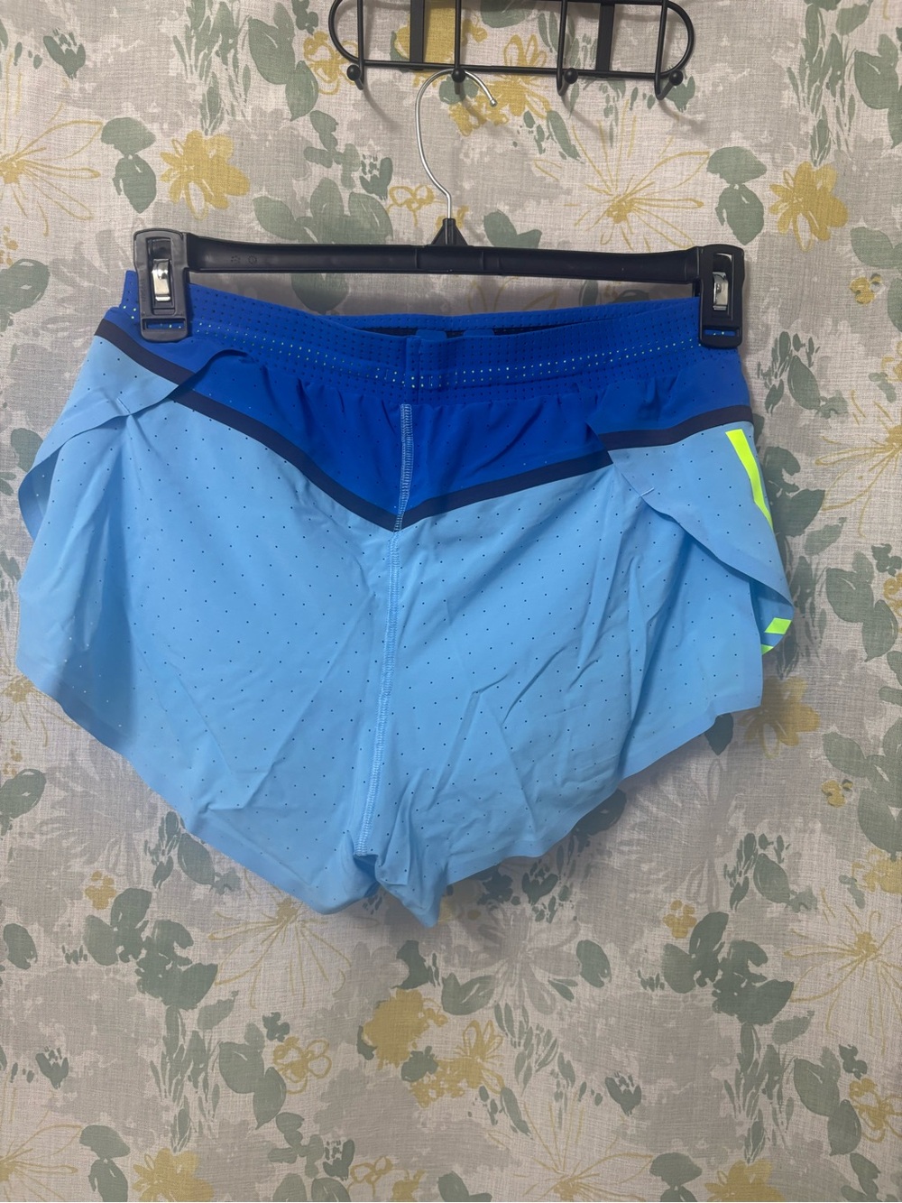 adidas Blue Athletic Shorts with Neon Yellow Accents - Women - Picture 5 of 8